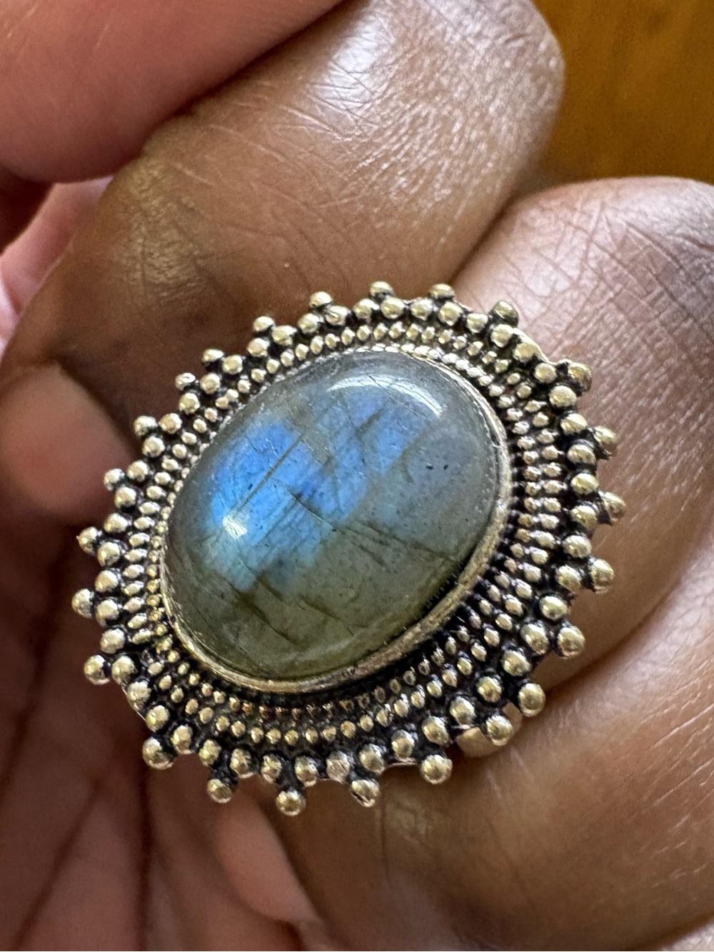 Labradorite Oval Statement Ring